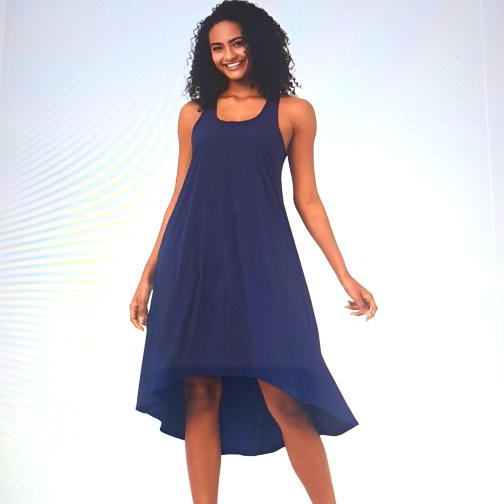 3X  HALARA BREEZEFUL RACERBACK HIGH/LOW MIDI DRESS